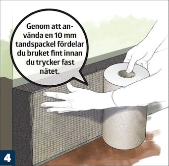 Kingspan isolering: Tryck fast armeringsnät i sockelbruket Kingspan isolering: Tryck fast armeringsnät i sockelbruket